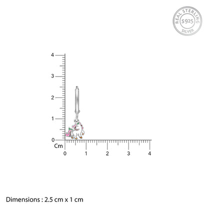 Silver The Unicorn Hoop Kids Earrings