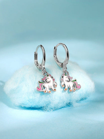 Silver The Unicorn Hoop Kids Earrings