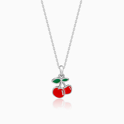 Silver Cherry Kids Pendant with Link Chain