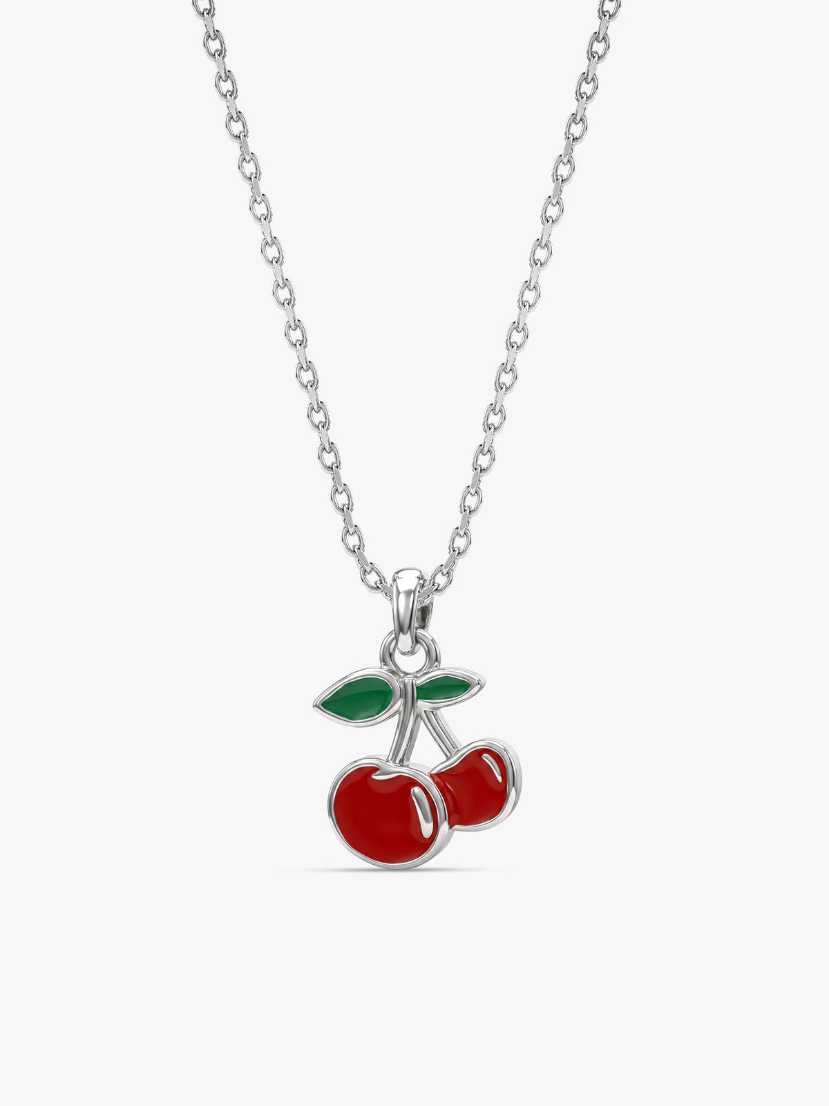 Silver Cherry Kids Pendant with Link Chain