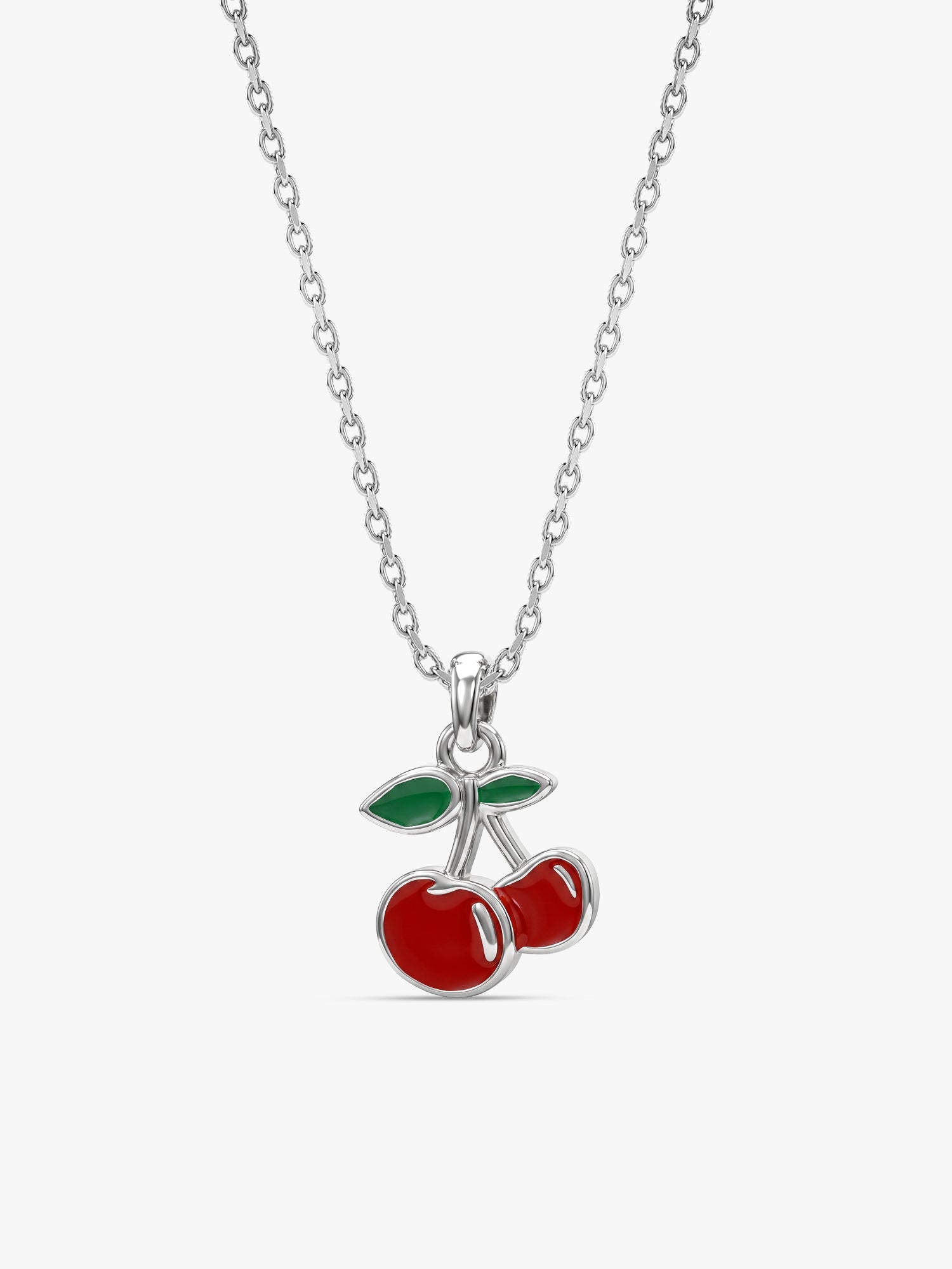 Silver Cherry Kids Pendant with Link Chain