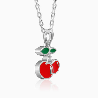 Silver Cherry Kids Pendant with Link Chain