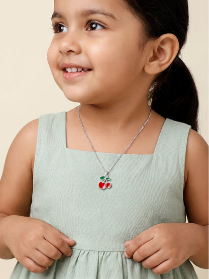 Silver Cherry Kids Pendant with Link Chain