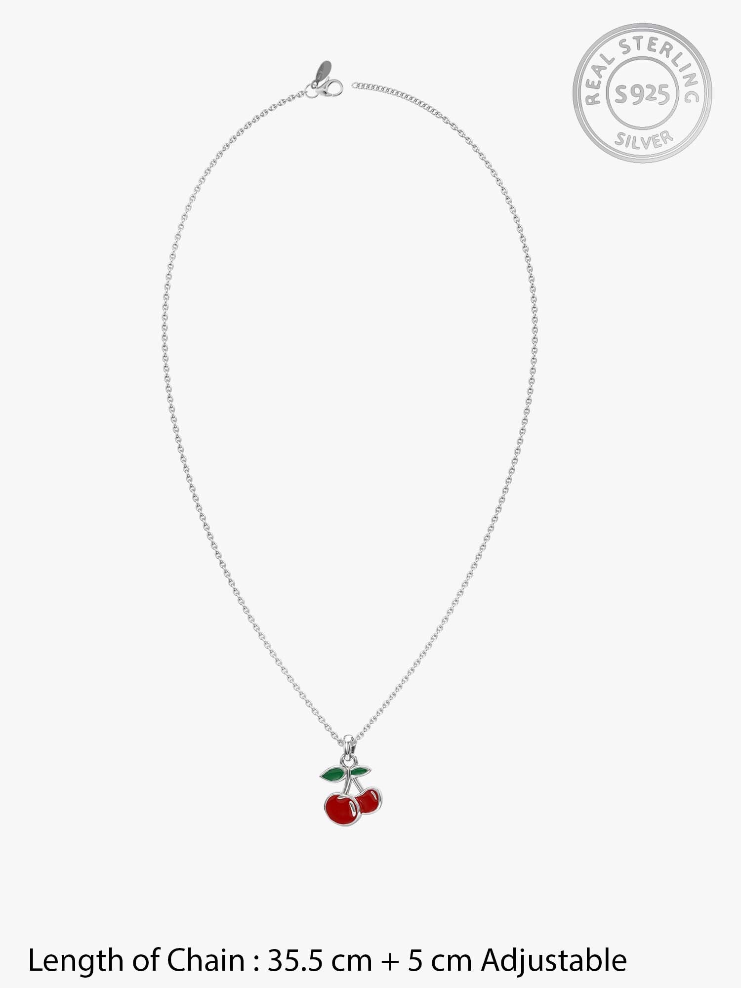 Silver Cherry Kids Pendant with Link Chain