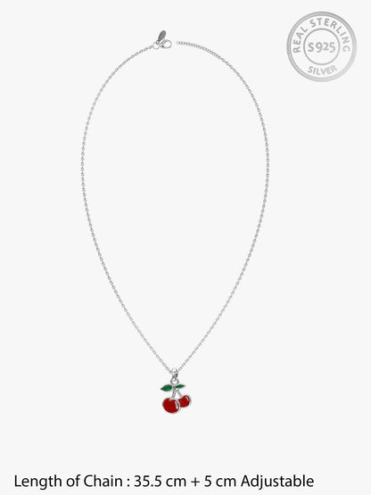 Silver Cherry Kids Pendant with Link Chain