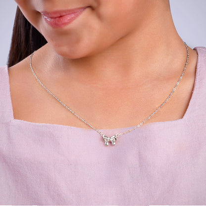Silver Lil’ Bow Kids Necklace