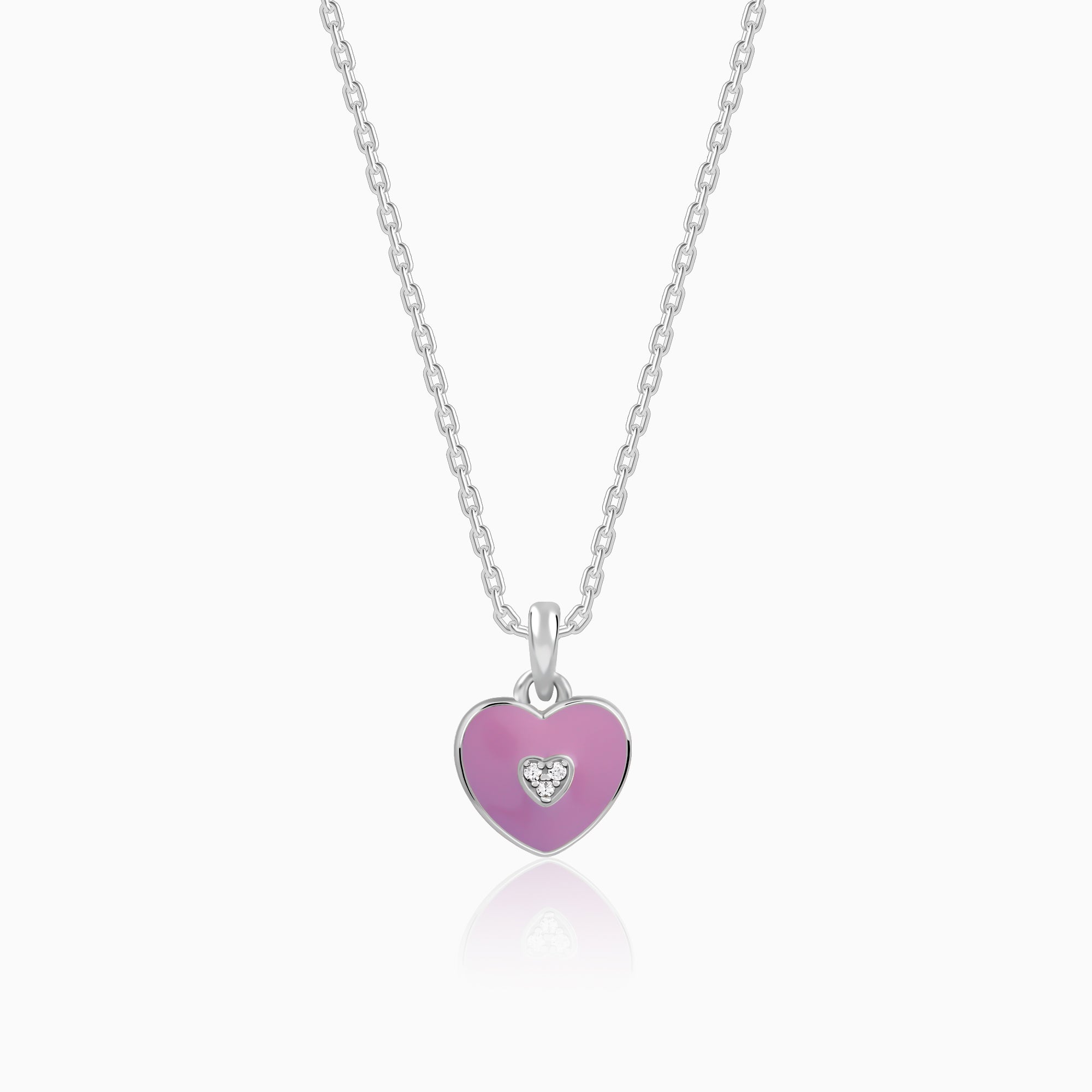 Silver Heartie Kids Pendants With Link Chain