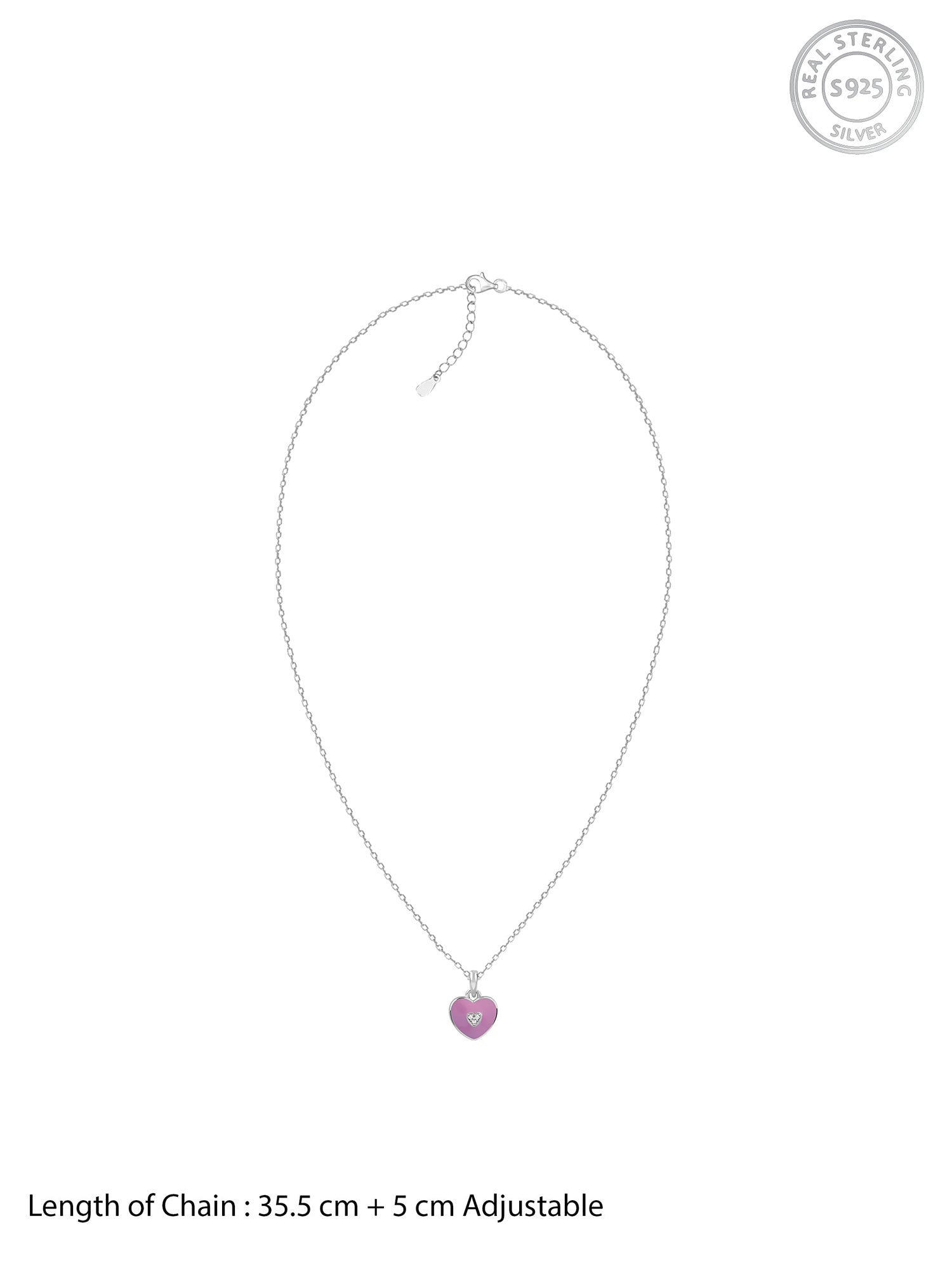 Silver Purple Heartie Kids Pendants With Link Chain