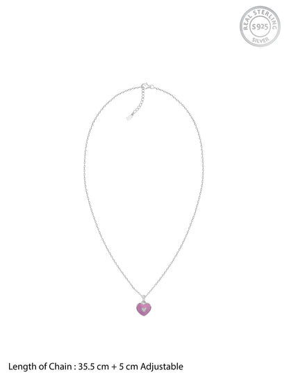 Silver Purple Heartie Kids Pendants With Link Chain