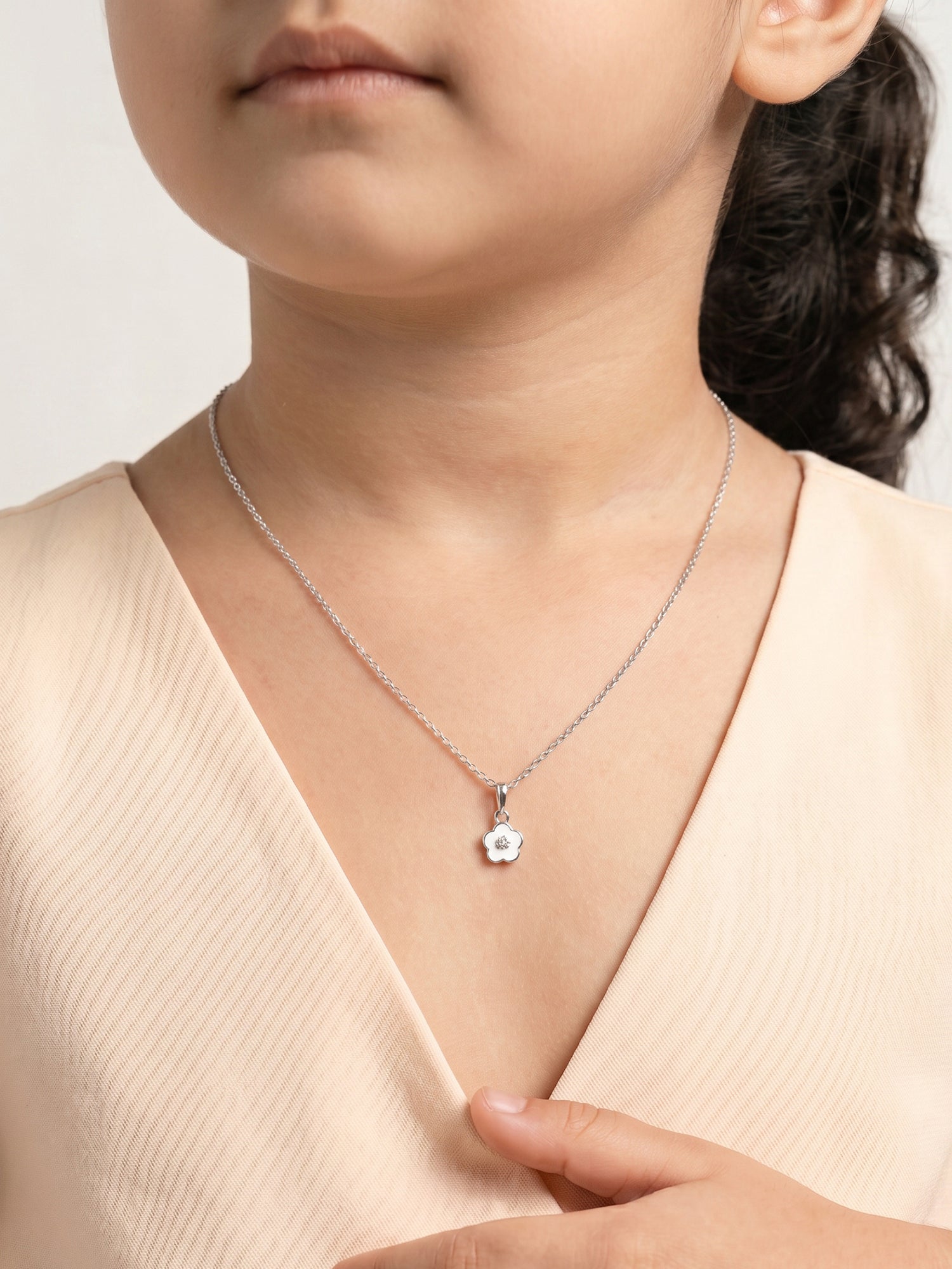 Silver Snow Pixie Kids Pendant with Link Chain