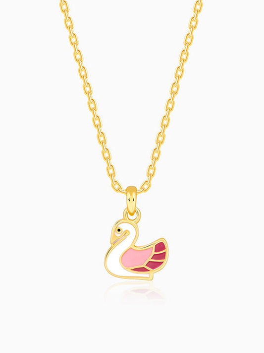 Golden Dainty Swan Kids Pendant with Link Chain