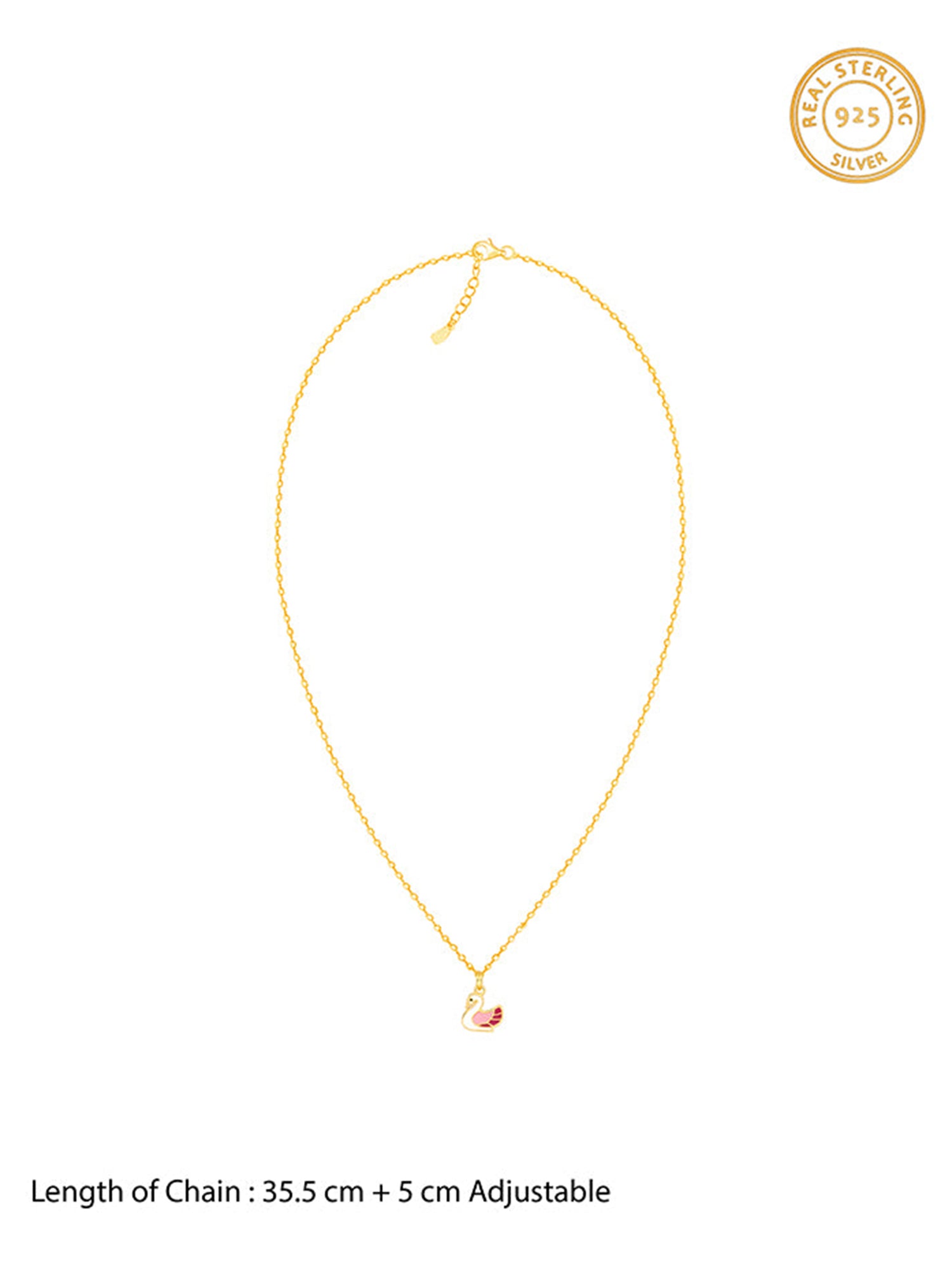 Golden Dainty Swan Kids Pendant with Link Chain