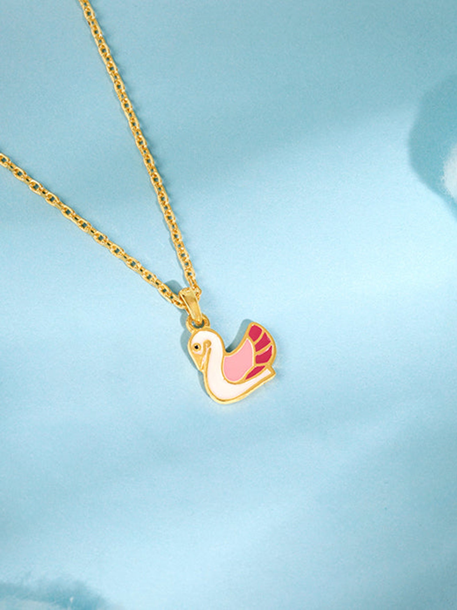 Golden Dainty Swan Kids Pendant with Link Chain