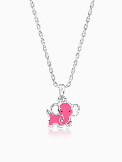 Silver Baby Elephant Kids Pendant with Link Chain
