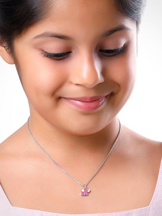 Silver Baby Elephant Kids Pendant with Link Chain