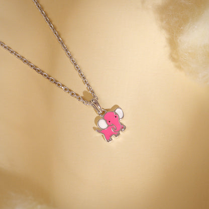 Silver Baby Elephant Kids Pendant with Link Chain