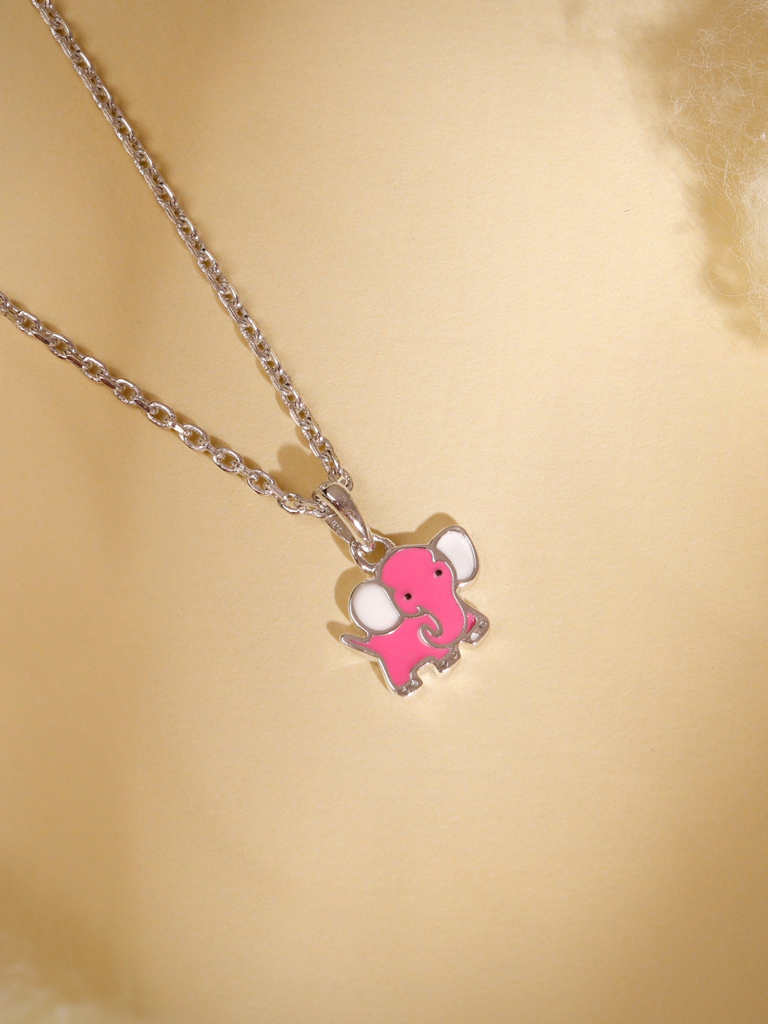 Silver Baby Elephant Kids Pendant with Link Chain