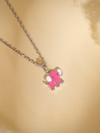 Silver Baby Elephant Kids Pendant with Link Chain