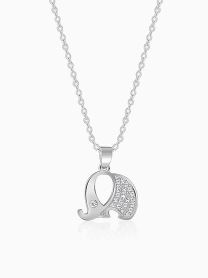 Silver Sparkling Elephant Kids Pendant With Link Chain
