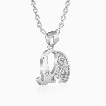 Silver Sparkling Elephant Kids Pendant With Link Chain