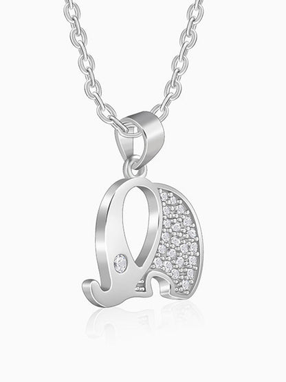 Silver Sparkling Elephant Kids Pendant With Link Chain