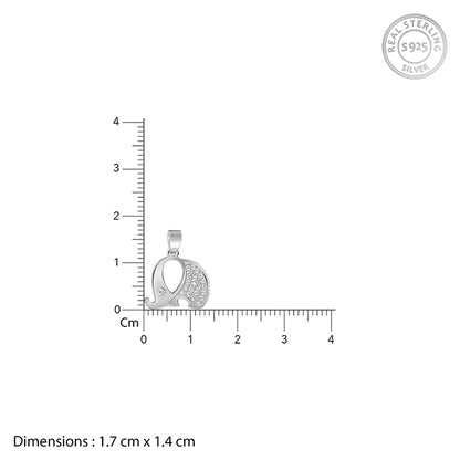 Silver Sparkling Elephant Kids Pendant With Link Chain