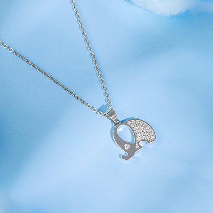 Silver Sparkling Elephant Kids Pendant With Link Chain