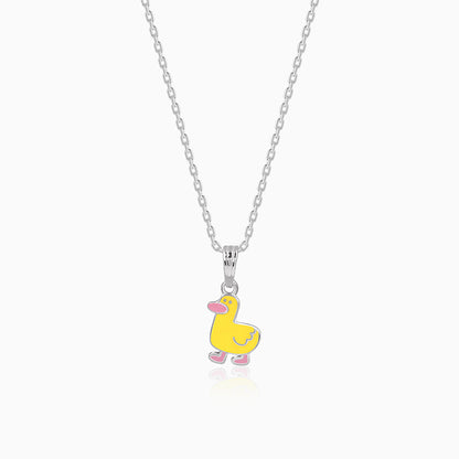 Silver Duckling Kids Pendant With Link Chain