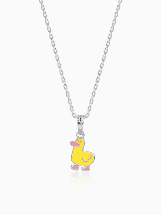 Silver Duckling Kids Pendant With Link Chain
