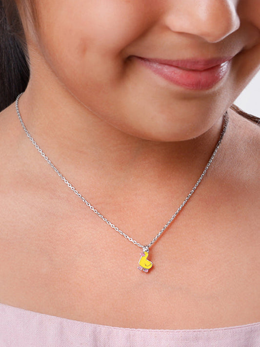 Silver Duckling Kids Pendant With Link Chain