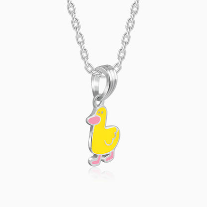 Silver Duckling Kids Pendant With Link Chain