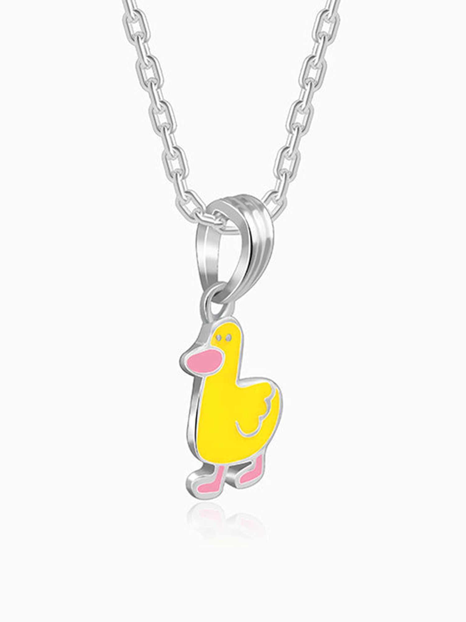 Silver Duckling Kids Pendant With Link Chain