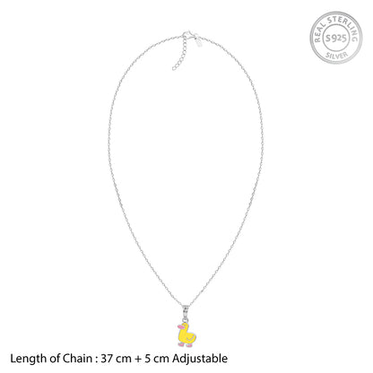 Silver Duckling Kids Pendant With Link Chain