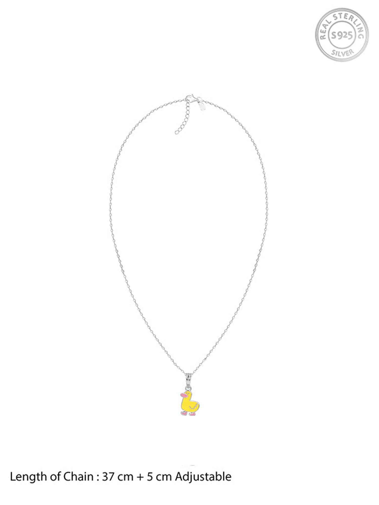 Silver Duckling Kids Pendant With Link Chain