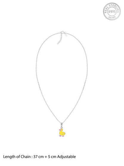 Silver Duckling Kids Pendant With Link Chain