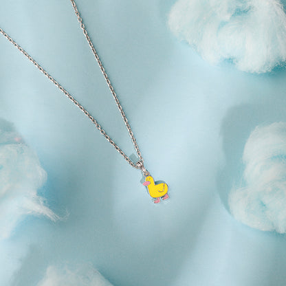 Silver Duckling Kids Pendant With Link Chain