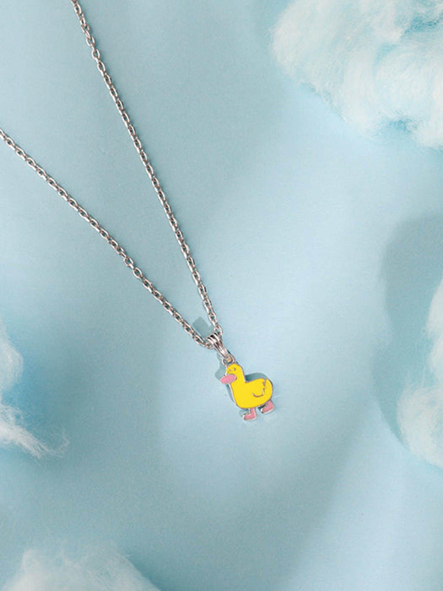 Silver Duckling Kids Pendant With Link Chain