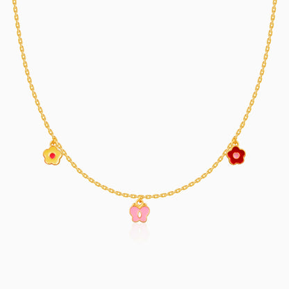 Golden Colourful Floret Kids Necklace