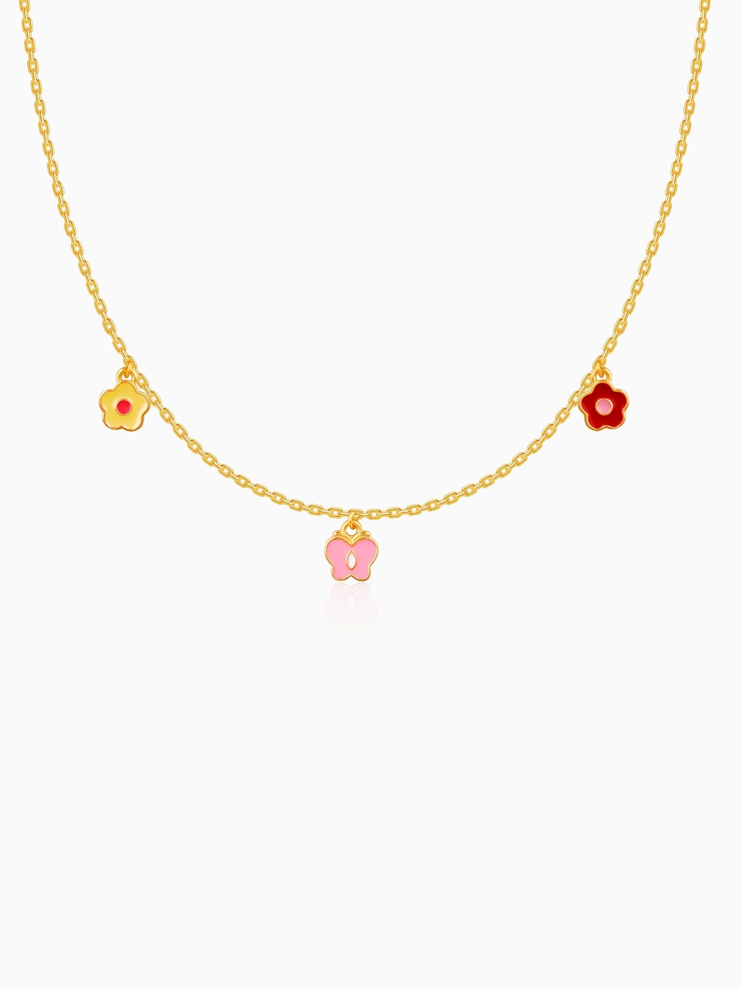 Golden Colourful Floret Kids Necklace