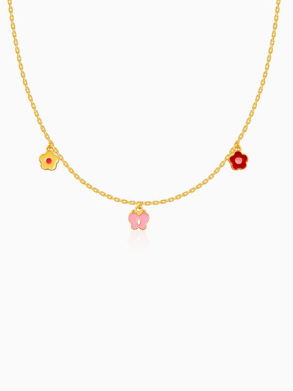 Golden Colourful Floret Kids Necklace