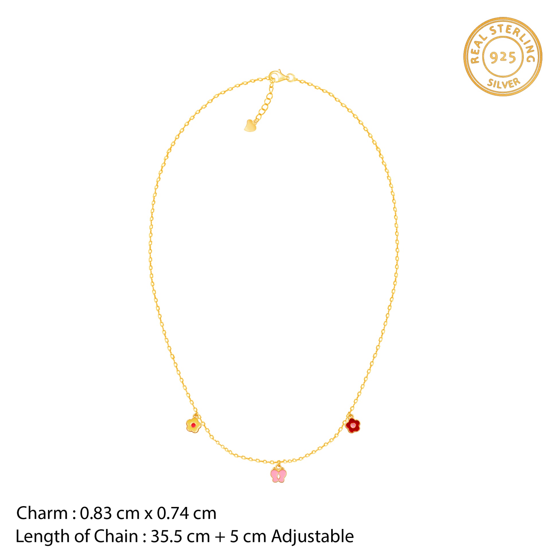 Silver Colourful Floret Kids Necklace- silver kids necklace