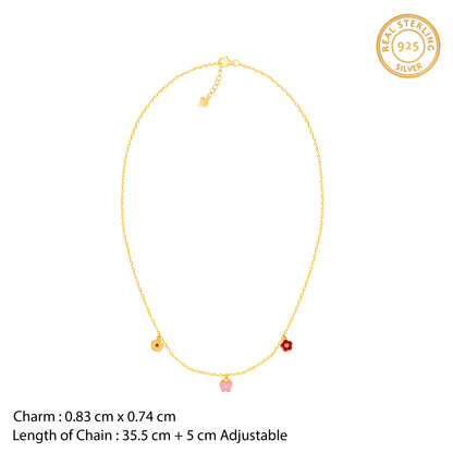 Silver Colourful Floret Kids Necklace- silver kids necklace