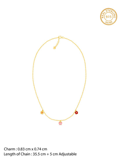 Golden Colourful Floret Kids Necklace