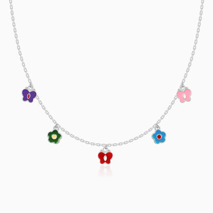 Silver Colourful Flutter Kids Necklace