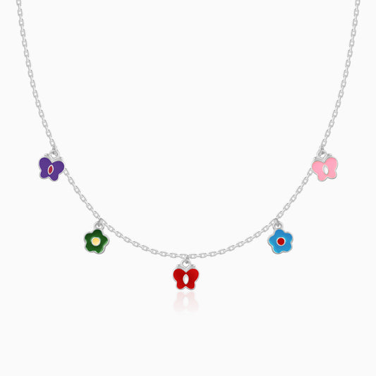 Silver Colourful Flutter Kids Necklace