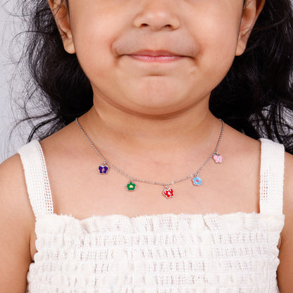 Silver Colourful Flutter Kids Necklace