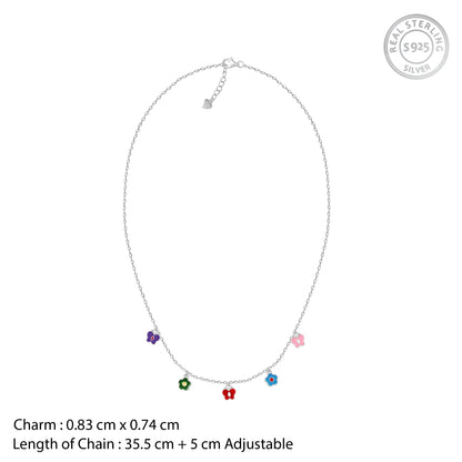 Silver Colourful Flutter Kids Necklace- Silver Necklace For Kids