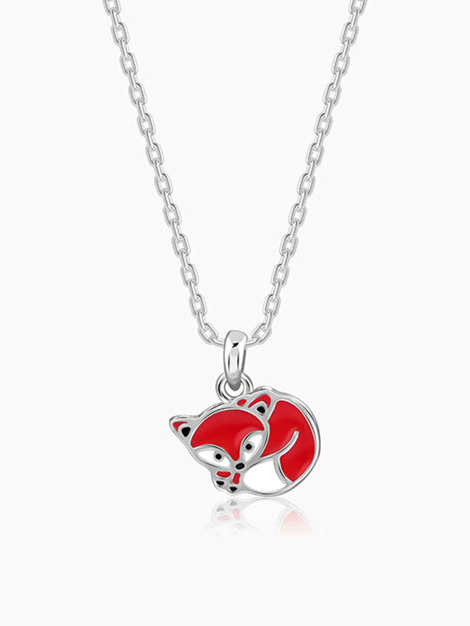 Silver Foxy Kids Pendant with Link Chain