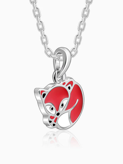 Silver Foxy Kids Pendant with Link Chain
