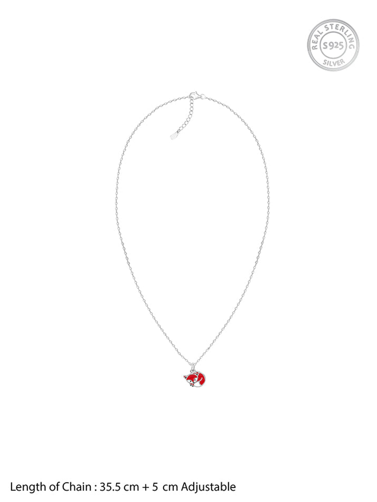 Silver Foxy Kids Pendant with Link Chain